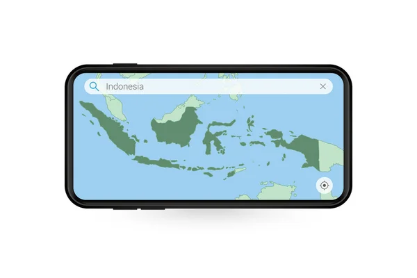 Ricerca Mappa Indonesia Nell Applicazione Della Mappa Smartphone Mappa Indonesia — Vettoriale Stock