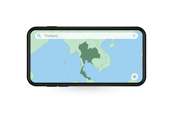 タイ王国地図スマートフォン地図アプリケーションでタイ王国の地図 タイ王国地図携帯電話 — ストックベクタ
