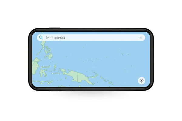 Zoeken Kaart Van Micronesië Smartphone Kaart Applicatie Kaart Van Micronesië — Stockvector