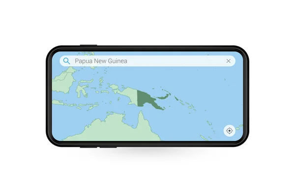 Söker Karta Över Papua Nya Guinea Smartphone Kartapplikation Karta Över — Stock vektor