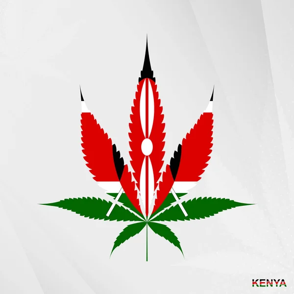 Bandeira Quênia Forma Folha Maconha Conceito Legalização Cannabis Quênia —  Vetores de Stock