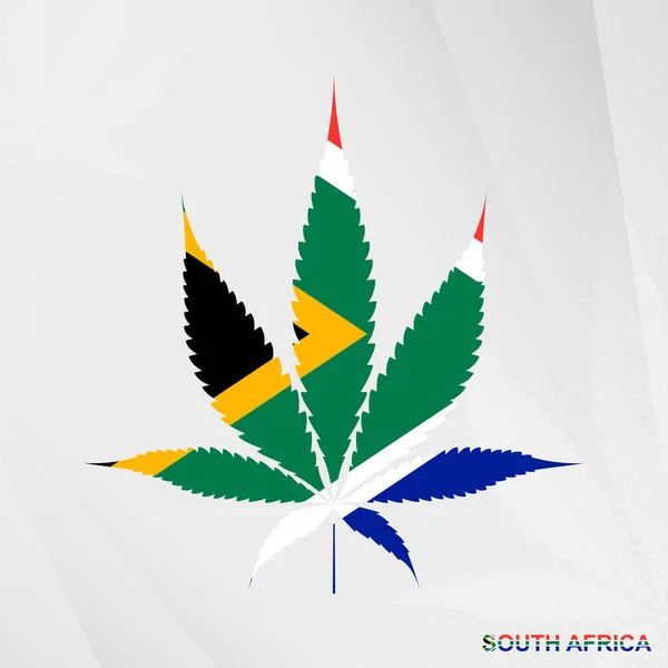 Bandeira África Sul Forma Folha Maconha Conceito Legalização Cannabis África — Vetor de Stock