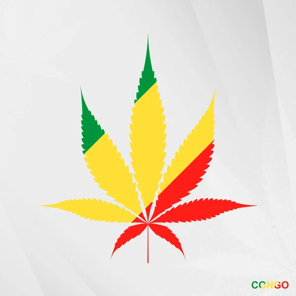 Bandeira Congo Forma Folha Maconha Conceito Legalização Cannabis Congo —  Vetores de Stock