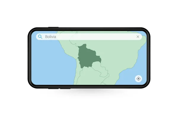 Keresés Térképen Bolívia Smartphone Map Alkalmazásban Bolívia Térképe Mobiltelefonban — Stock Vector