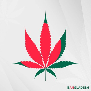 Marihuana yaprağı şeklinde bir Bangladeş bayrağı. Bangladeş 'te kenevirin yasallaştırılması kavramı.