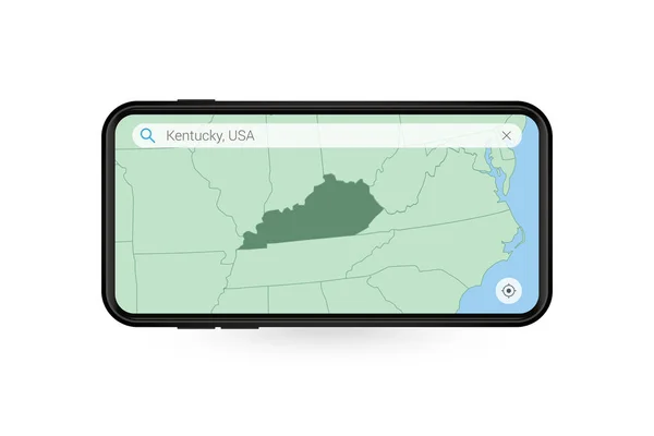 Buscando Mapa Kentucky Aplicación Mapa Teléfonos Inteligentes Mapa Kentucky Teléfono — Archivo Imágenes Vectoriales