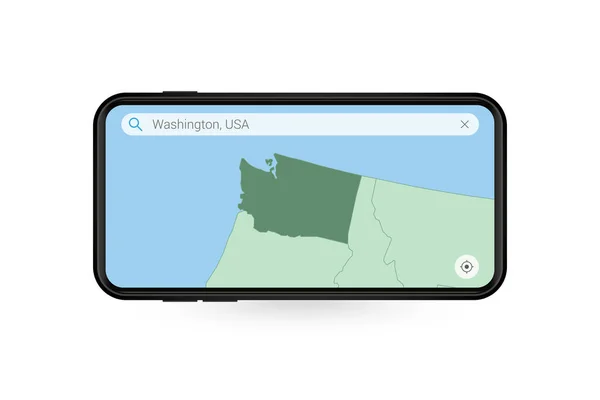 Zoeken Kaart Van Washington Smartphone Kaart Applicatie Kaart Van Washington — Stockvector