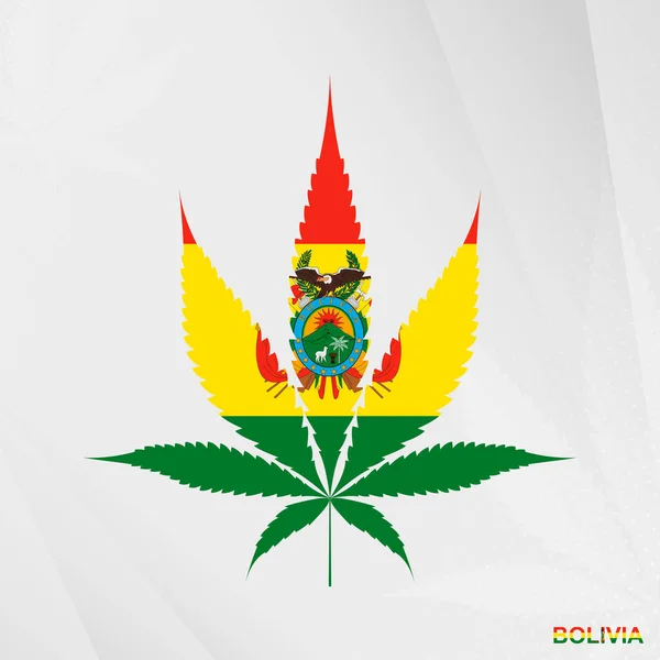 Bandeira Bolívia Forma Folha Maconha Conceito Legalização Cannabis Bolívia —  Vetores de Stock