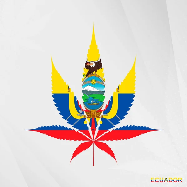 Bandeira Equador Forma Folha Maconha Conceito Legalização Cannabis Equador —  Vetores de Stock