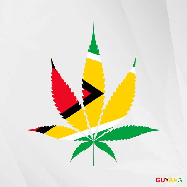 Bandeira Guiana Forma Folha Maconha Conceito Legalização Cannabis Guiana —  Vetores de Stock