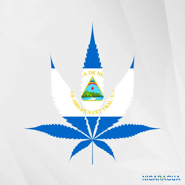 Bandiera Del Nicaragua Forma Foglia Marijuana Concetto Legalizzazione Cannabis Nicaragua — Vettoriale Stock
