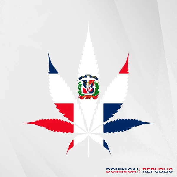 Vlag Van Dominicaanse Republiek Marihuana Blad Vorm Het Concept Van — Stockvector