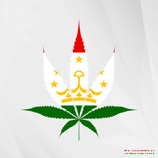 Bandeira Tajiquistão Forma Folha Maconha Conceito Legalização Cannabis Tajiquistão —  Vetores de Stock