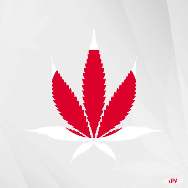 Flag Japan Marijuana Leaf Shape Concept Legalization Cannabis Japan — Stock Vector