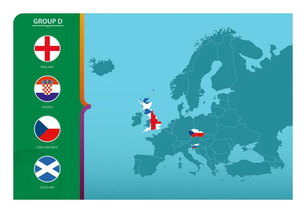 Mapa Europa Com Mapas Marcados Dos Países Que Participam Grupo —  Vetores de Stock