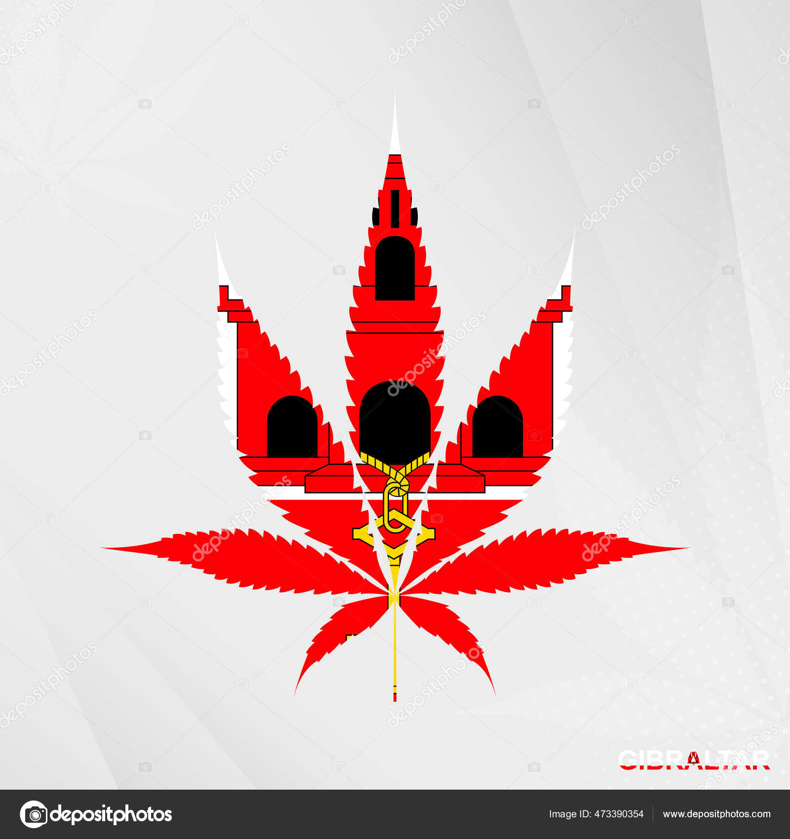 Flag Gibraltar Marijuana Leaf Shape Concept Legalization Cannabis