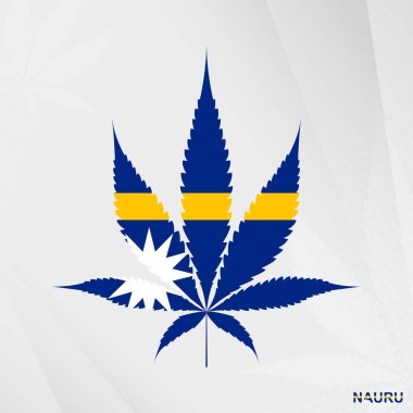 Marihuana yaprağı şeklinde Nauru bayrağı. Nauru 'da kenevirin yasallaştırılması kavramı.