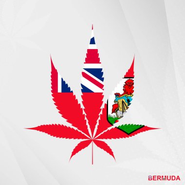 Marihuana yaprağı şeklinde Bermuda bayrağı. Bermuda 'da kenevirin yasallaştırılması kavramı.