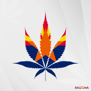 Arizona bayrağı marihuana yaprağı şeklinde. Arizona 'da kenevirin yasallaştırılması kavramı.