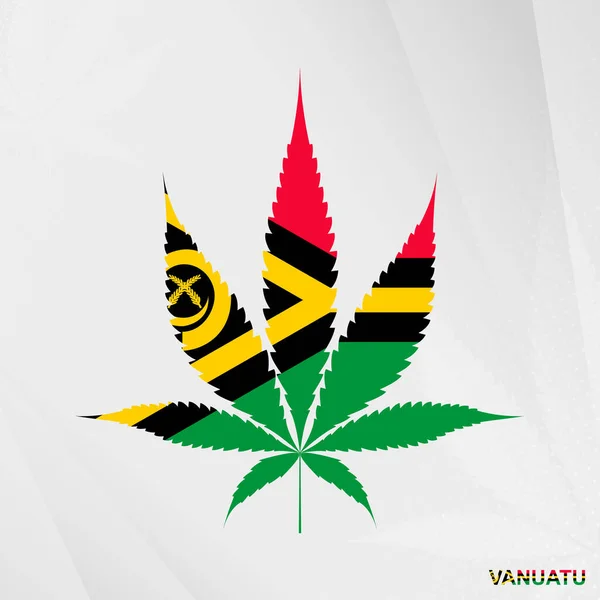 Bandeira Vanuatu Forma Folha Maconha Conceito Legalização Cannabis Vanuatu —  Vetores de Stock