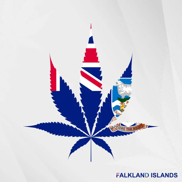 Falklandsöarnas Flagga Marijuana Bladform Begreppet Legalisering Cannabis Falklandsöarna — Stock vektor