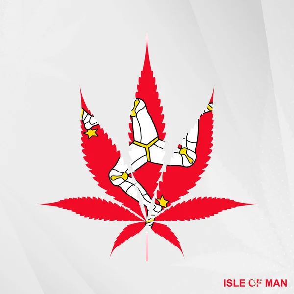 Bandeira Ilha Man Forma Folha Maconha Conceito Legalização Cannabis Ilha —  Vetores de Stock