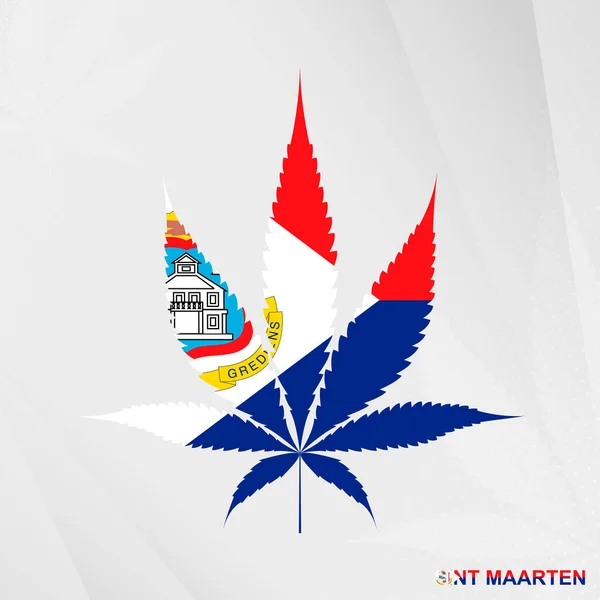 Bandeira Sint Maarten Forma Folha Maconha Conceito Legalização Cannabis Sint —  Vetores de Stock
