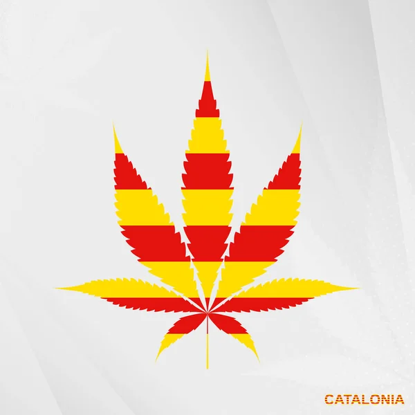 Флаг Каталонии Форме Листьев Марихуаны Концепция Легализации Конопли Каталонии — стоковый вектор