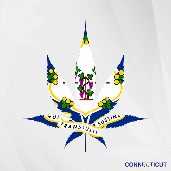 Flagge Von Connecticut Form Von Marihuana Blättern Das Konzept Der — Stockvektor
