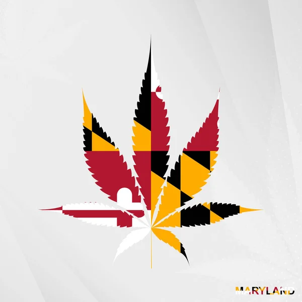 Drapeau Maryland Forme Feuille Marijuana Concept Légalisation Cannabis Dans Maryland — Image vectorielle