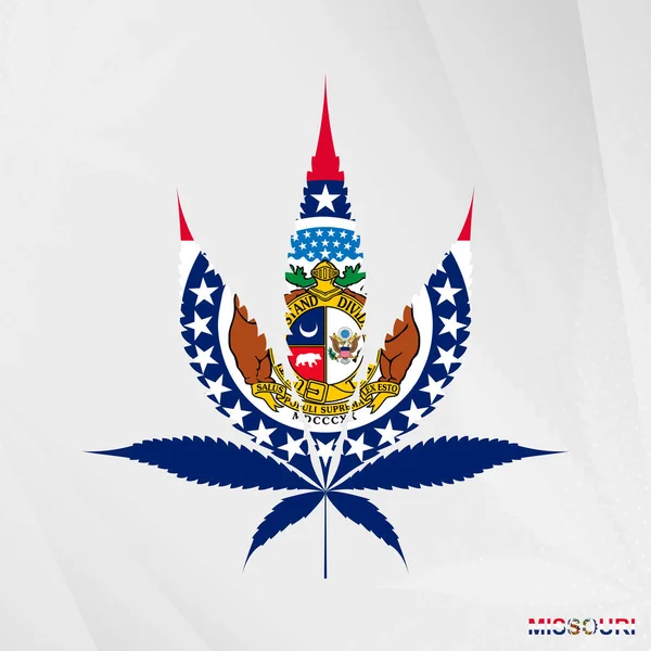Bandeira Missouri Forma Folha Maconha Conceito Legalização Cannabis Missouri —  Vetores de Stock