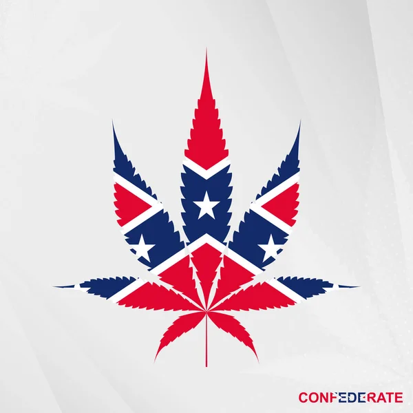 Vlag Van Confederatie Marihuana Blad Vorm Het Concept Van Legalisatie — Stockvector