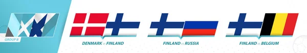 Finlandia Partidos Equipo Fútbol Grupo Del Torneo Europeo Fútbol 2020 — Vector de stock