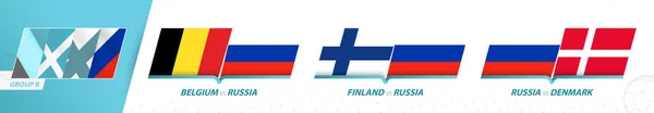 Rusia Partidos Equipo Fútbol Grupo Del Torneo Europeo Fútbol 2020 — Vector de stock