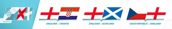 Inglaterra Jogos Equipe Futebol Grupo Futebol Torneio Europeu 2020 Conjunto —  Vetores de Stock