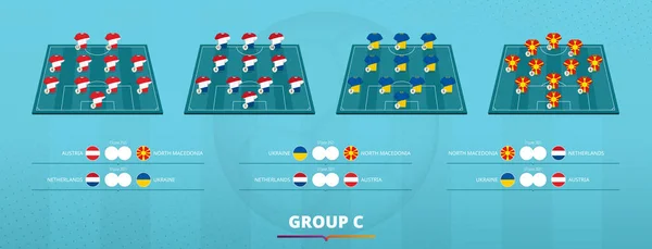 Fútbol 2020 Formación Equipos Del Grupo Alineación Equipos Juegos Grupo — Archivo Imágenes Vectoriales