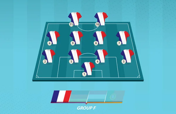 Boisko Piłki Nożnej Reprezentacją Francji Konkursie Europejskim — Wektor stockowy