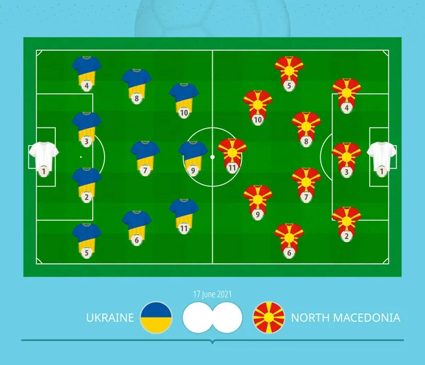 Футбольний Матч Україна Проти Північної Македонії Збірні Віддають Перевагу Системі — стоковий вектор