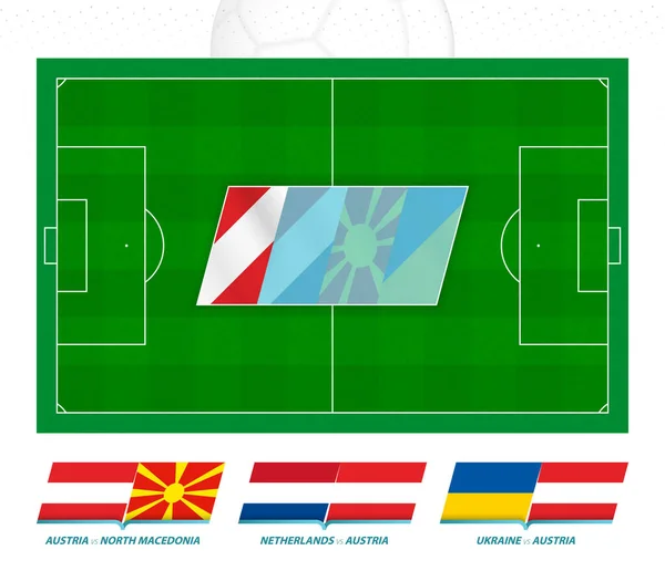 Todos Los Partidos Del Equipo Fútbol Austria Competencia Europea Campo — Vector de stock