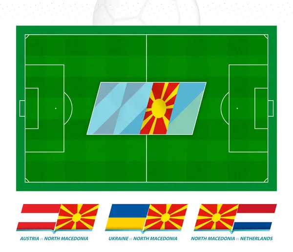 Todos Los Partidos Selección Fútbol Macedonia Competencia Europea Campo Fútbol — Vector de stock