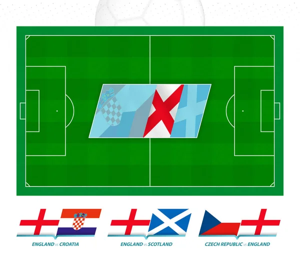 Todos Los Partidos Del Equipo Fútbol Inglaterra Competencia Europea Campo — Vector de stock