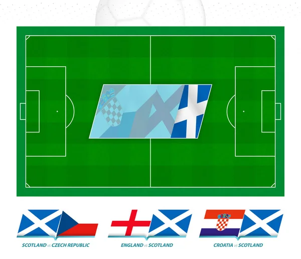 Todos Los Partidos Del Equipo Fútbol Escocia Competencia Europea Campo — Vector de stock