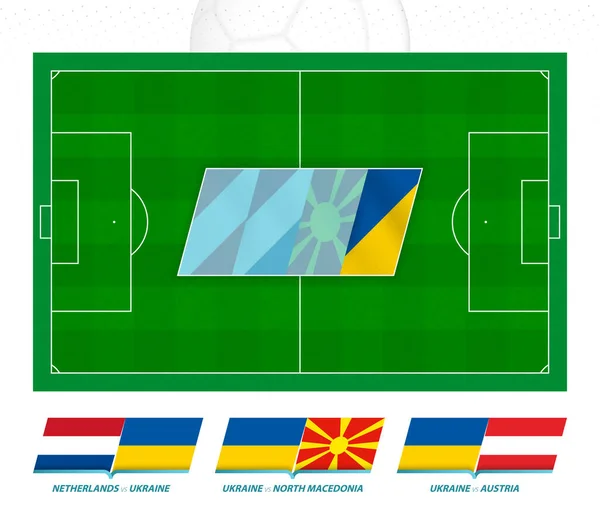 Todos Los Partidos Selección Fútbol Ucrania Competencia Europea Campo Fútbol — Vector de stock