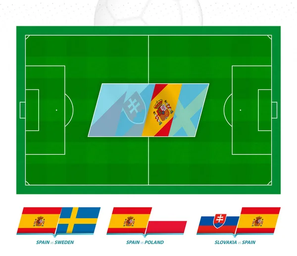 Todos Los Partidos Selección Española Fútbol Competición Europea Campo Fútbol — Vector de stock