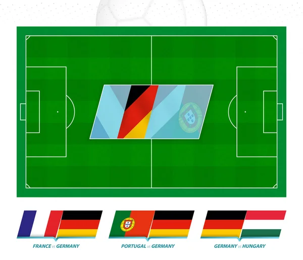 Todos Los Partidos Selección Fútbol Alemania Competencia Europea Campo Fútbol — Vector de stock