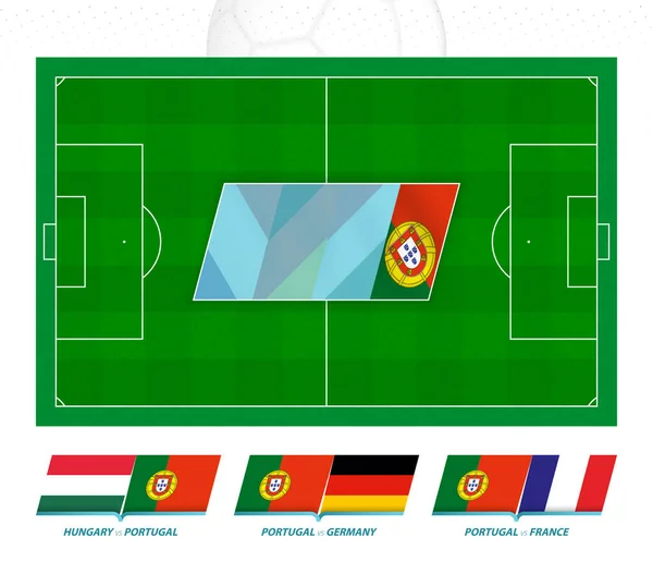 Todos Los Partidos Selección Fútbol Portugal Competencia Europea Campo Fútbol — Vector de stock