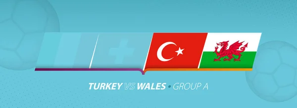 Turkije Wales Voetbalwedstrijd Illustratie Groep — Stockvector