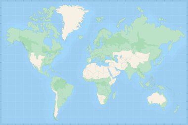 Ülkeli Dünya Haritası. Politik Dünya Haritası. Vektör illüstrasyonu. 