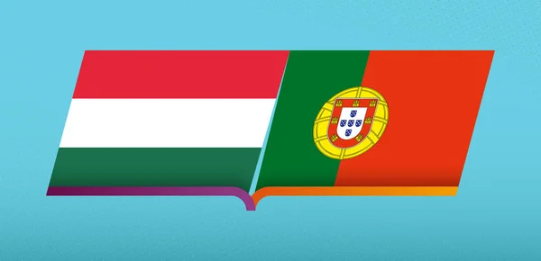Icono Fútbol Hungría Portugal Competición Fútbol — Vector de stock