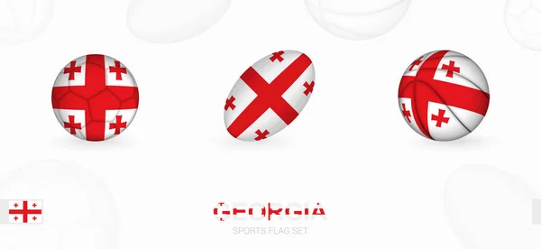 Icônes Sportives Pour Football Rugby Basket Avec Drapeau Géorgie — Image vectorielle